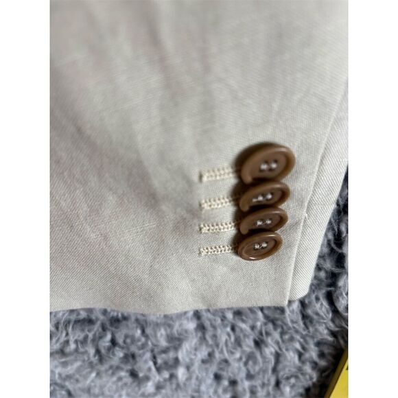 Men's Beige Blazer Jacket Size 48 Classic Formal Notch Lapel - Picture 9 of 11